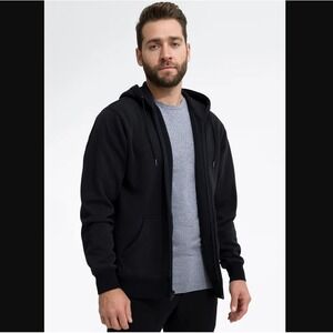 Swet Tailor NEW NWT Mens Medium Black Full Zip Fleece Hoodie Sweater Athletic